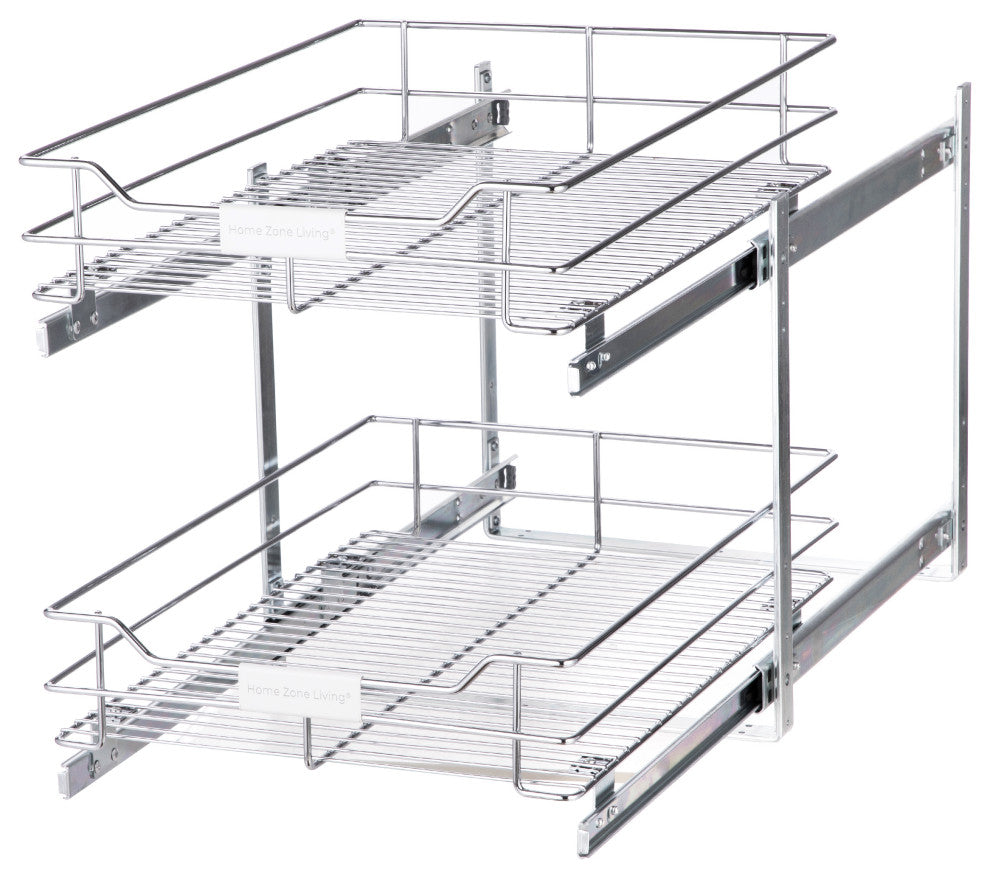 Home Zone Living Pull Out Drawer Cabinet Organizer, 2-Tier, 14 in. W x 20 in. D
