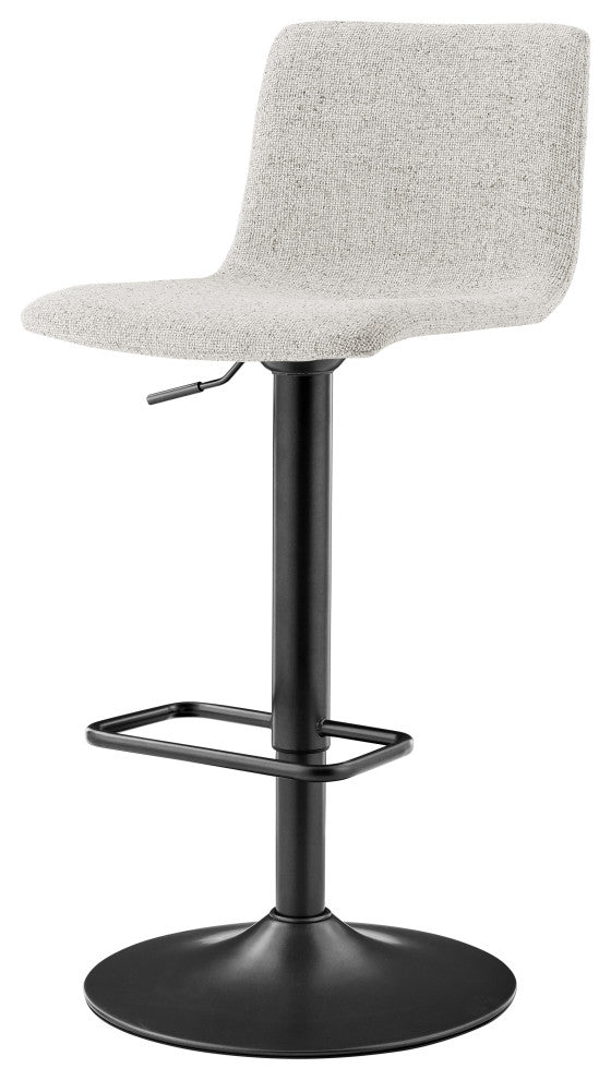 Bruce Gaslift Bar Stool, Pebbled Cream, Fabric
