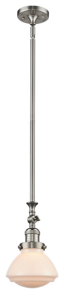 Olean 1-Light Mini Pendant, Brushed Satin Nickel, Matte White