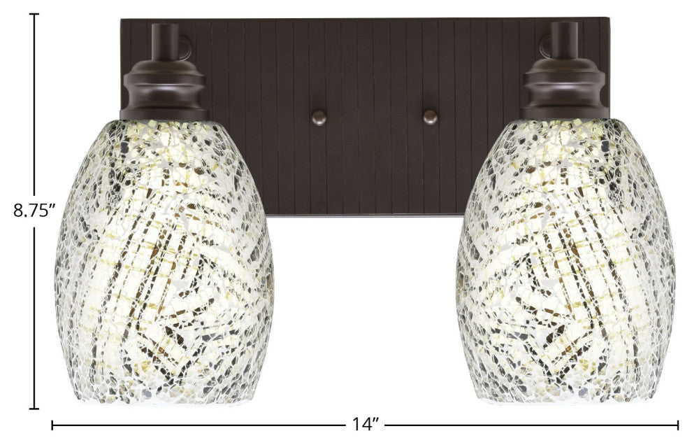 Edge 2-Light Bath Bar, Espresso Finish, 5" Natural Fusion Glass