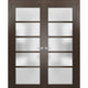 Interior French Double Doors Frosted Glass|Quadro 4002 Chocolate Ash -60x84