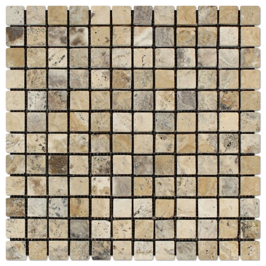 1 X 1 Philadelphia Travertine Tumbled Mosaic Tile