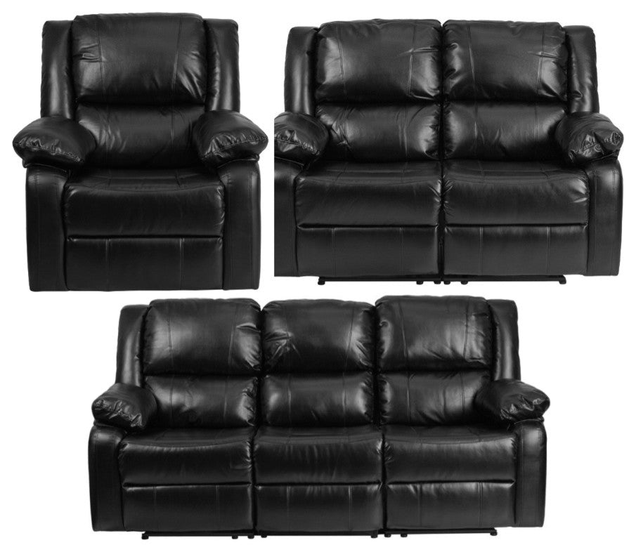 Harmony Series Black Leather Reclining Sofa Set