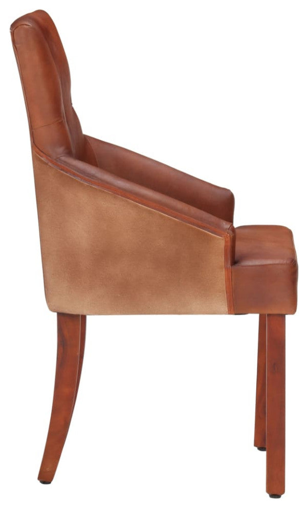 vidaXL Dining Chairs 6 pcs Brown Real Goat Leather