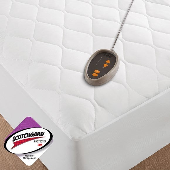 Beautyrest Microfiber Heated Mattress Pad, 3M Moisture Treatment, White, Full