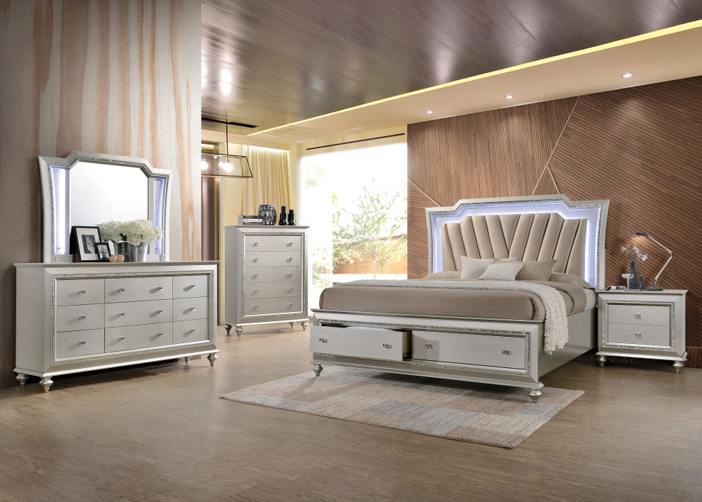 Acme Kaitlyn Queen Bed With LED & Storage