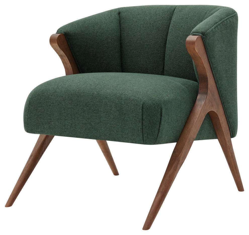 Florence Fabric Accent Chair Brown Legs, Havana Green
