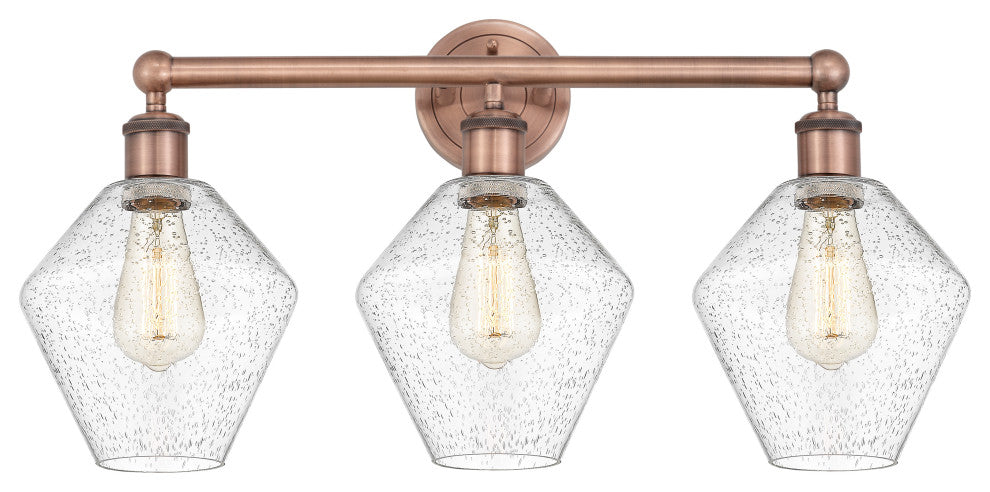 Cindyrella 3-Light 26" Bath Vanity Light, Antique Copper, Seedy Shade