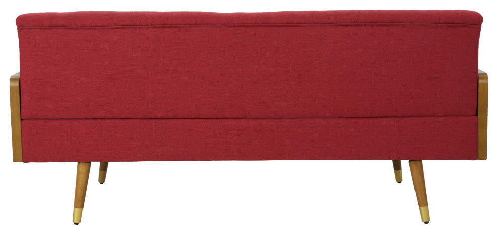 GDF Studio Aidan Mid Century Modern Tufted Fabric Sofa, Red
