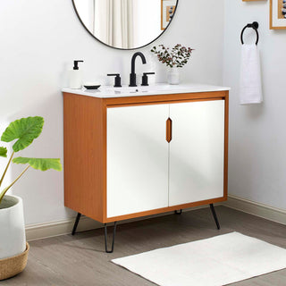 Energize 36" Bathroom Vanity, Cherry-White-White