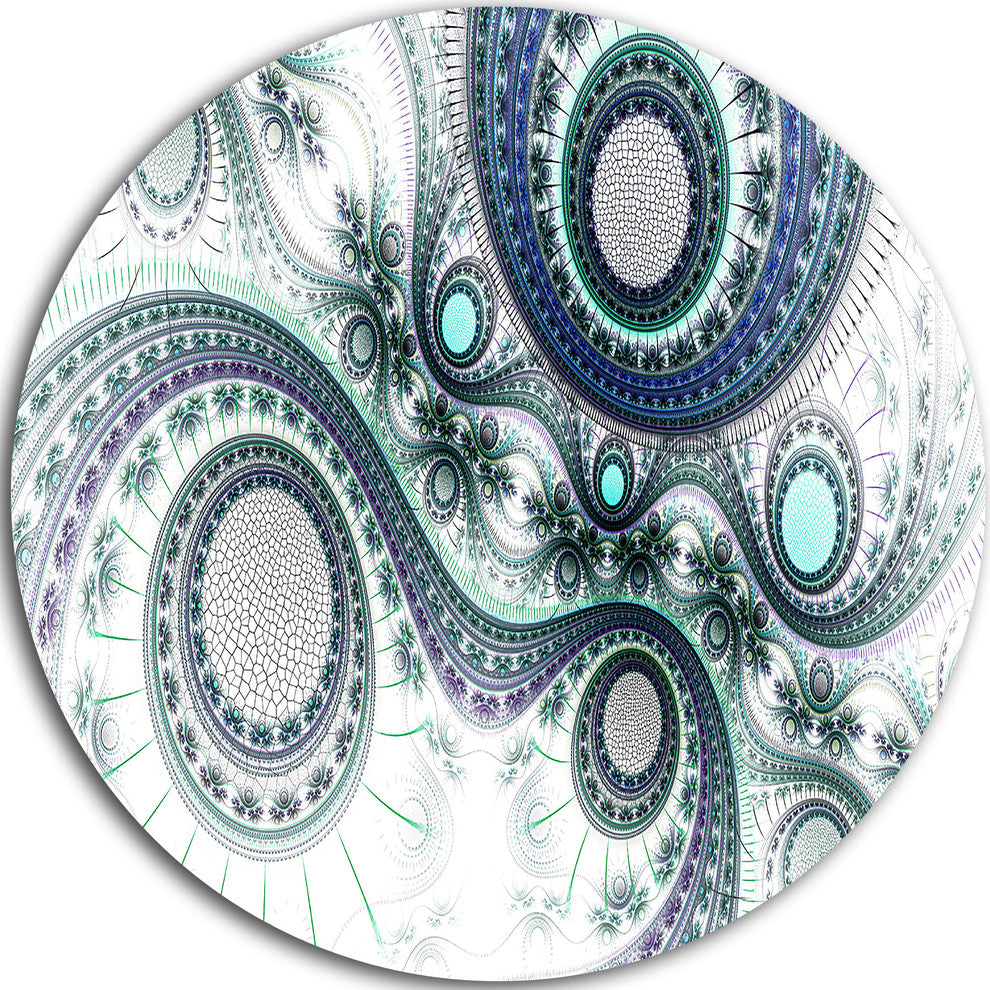 Colorful Fractal Clockwork, Modern Digital Art Disc Metal Wall Art, 11"