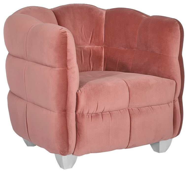 Cloud Club Chair, Stainless Steel Legs, Coral Pink