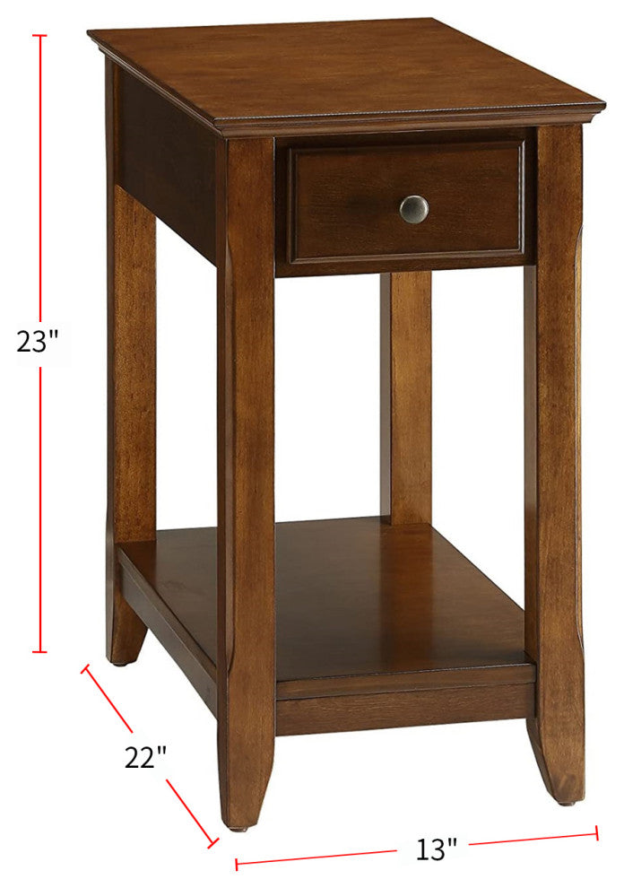 Side Table with 1 Drawer, Walnut