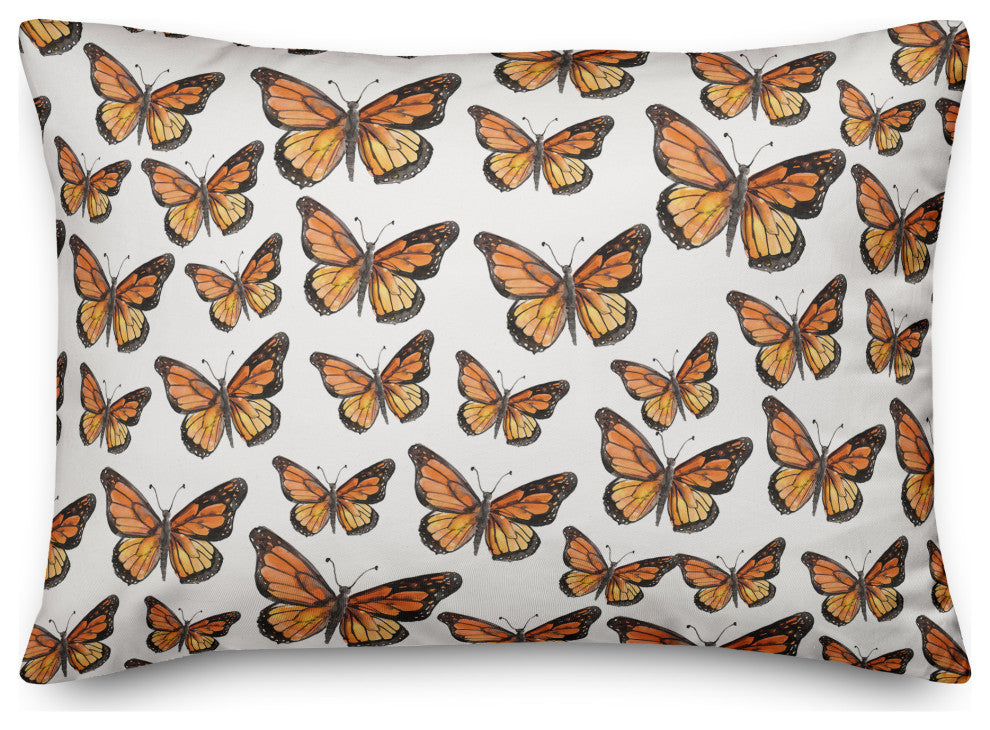 Watercolor Butterfly Flock 5 14x20 Spun Poly Pillow
