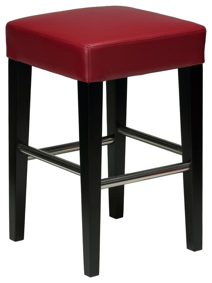 Cortesi Home Backless Counter Stool, Genuine Leather, Red