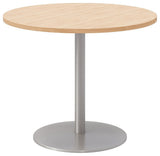 36" Round Pedestal Table - Maple Top - Silver Base