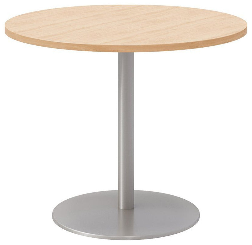 36" Round Pedestal Table - Maple Top - Silver Base