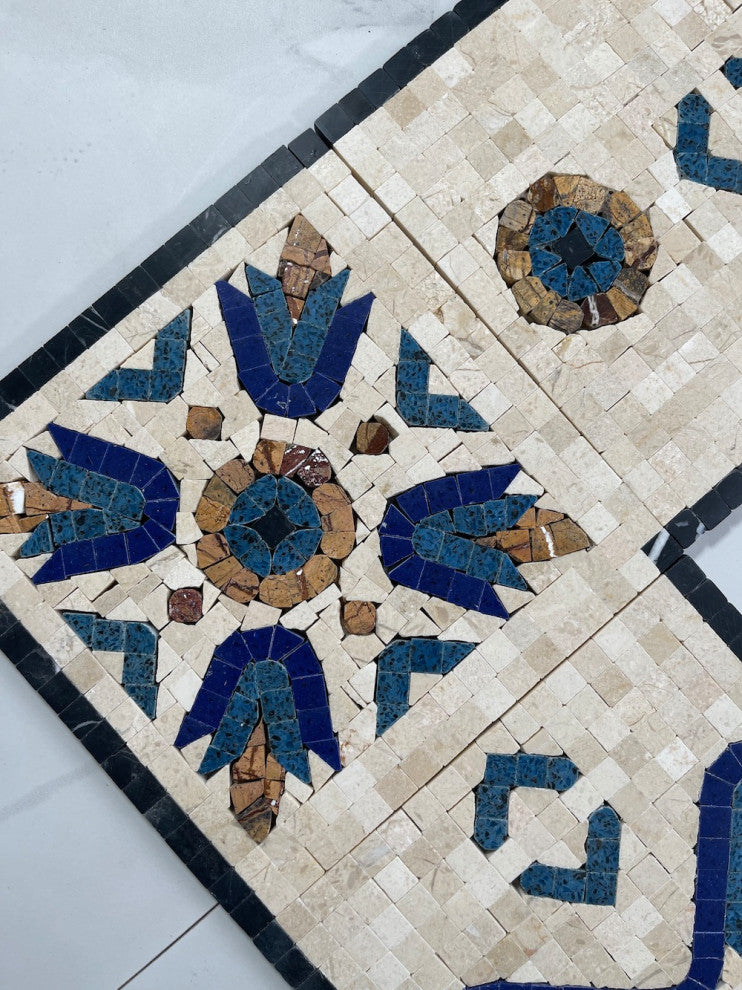 Royal Sapphire 7.1x17.3 Marble Mosaic Border Listello Tile Polished, 1 piece