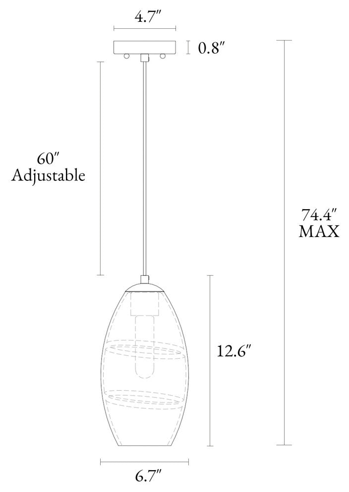 LNC Celery 1-Light Ribbed-Glass Rounded Pendant Light