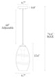 LNC Celery 1-Light Ribbed-Glass Rounded Pendant Light