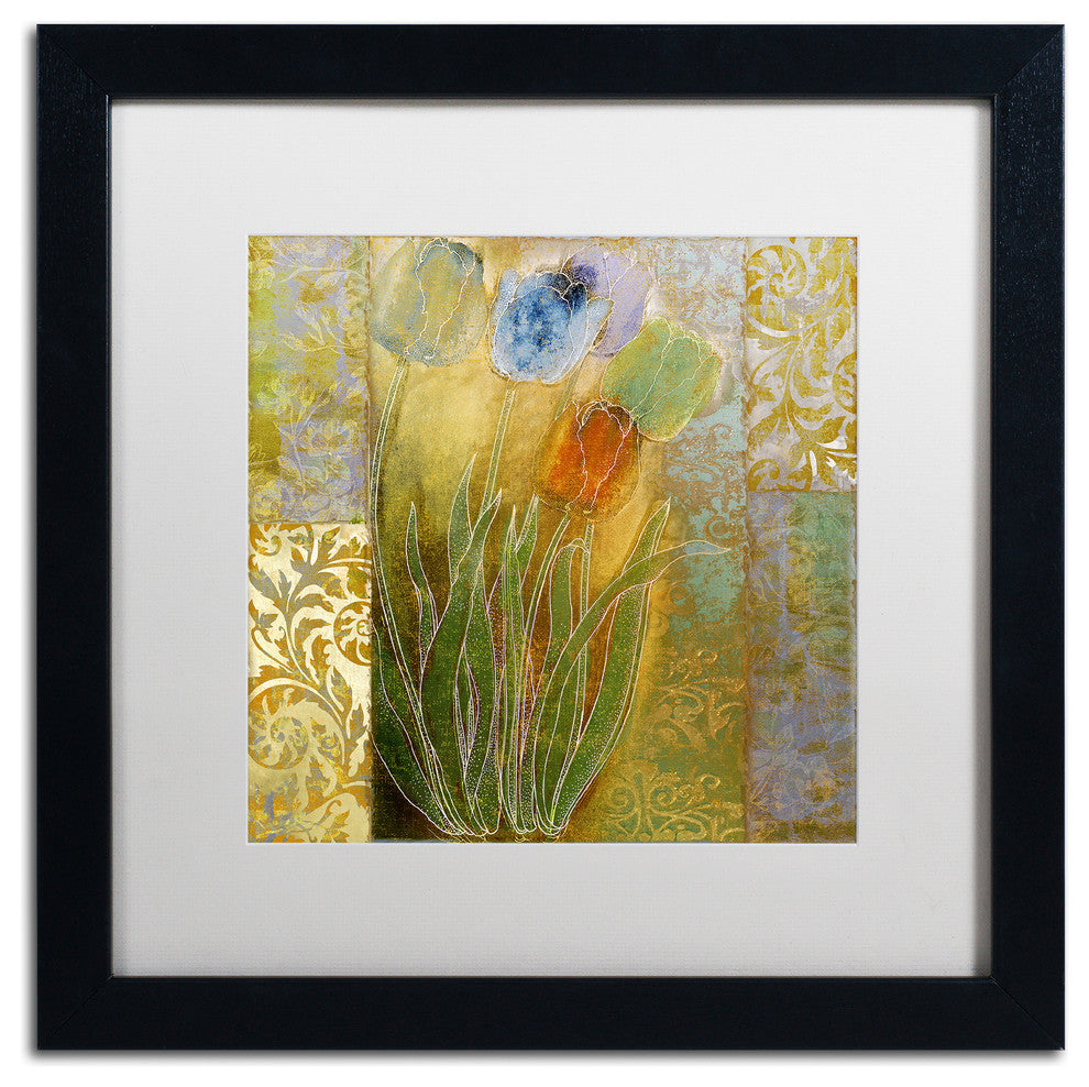 Color Bakery 'Emily I' Art, Black Frame, White Matte, 16"x16"