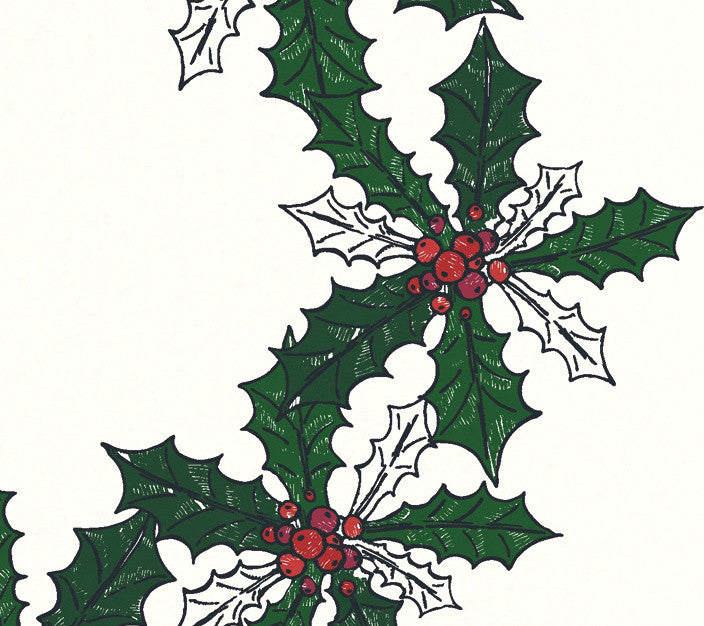 Traditional Holly Wreath Decorative Holiday Floral Print Hand Towel, Dark Green