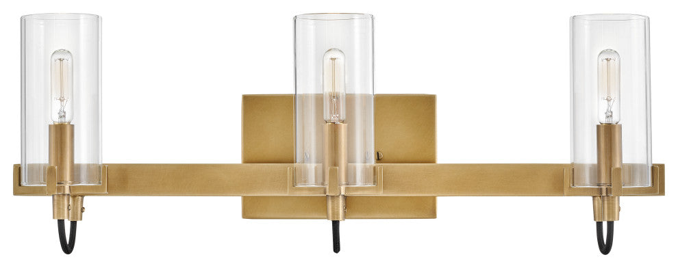 Hinkley Ryden Medium Three Light Vanity, Heritage Brass