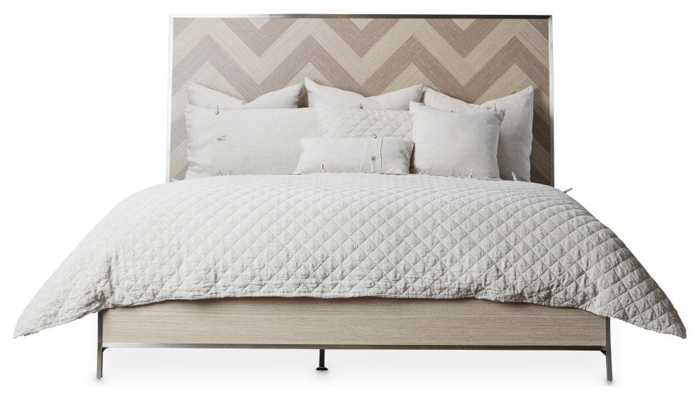 Silverlake Village Queen Panel Bed, Washed Oak