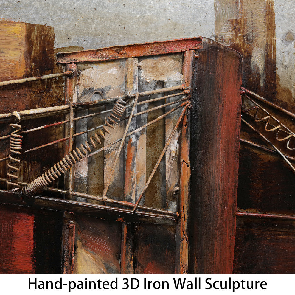"Bridge to the City" Primo Mixed Media Hand Painted 3D Metal Wall Art