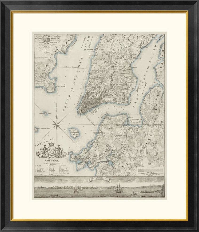Plan, New York, Copied From The Ratzger Map, Decorative Blue Shading, 32"x38"