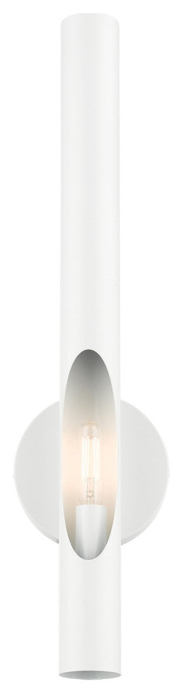 Shiny White Contemporary, Minimal, Industrial, Urban, Sleek Single Sconce