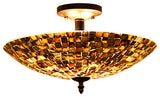 Chloe Lighting Crown Mosaic-Style 2-Light Semi-Flush Ceiling Fixture 16" Wide