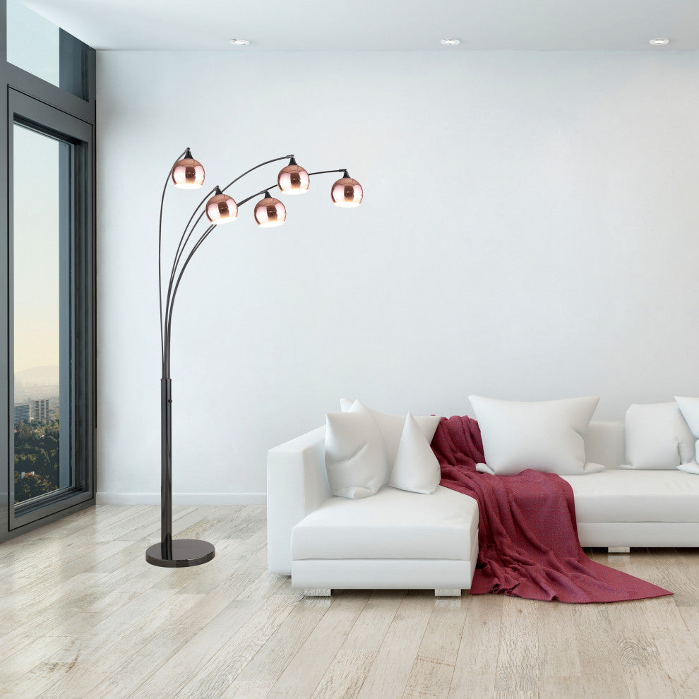 Artiva USA Amore 86" Two-Tone LED Floor Lamp, Rose Copper &Jet Black