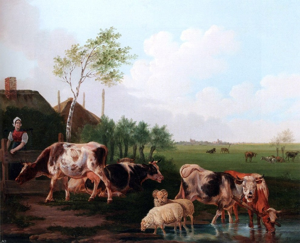 Albertus Verhoesen A Summer Landscape With Cows And Sheep Wall Decal