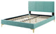 Platform Bed Frame, Queen Size, Velvet, Blue, Modern Contemporary, Bedroom
