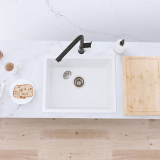 STYLISH 22"Dual Mount Single Bowl White Granite Kitchen Sink