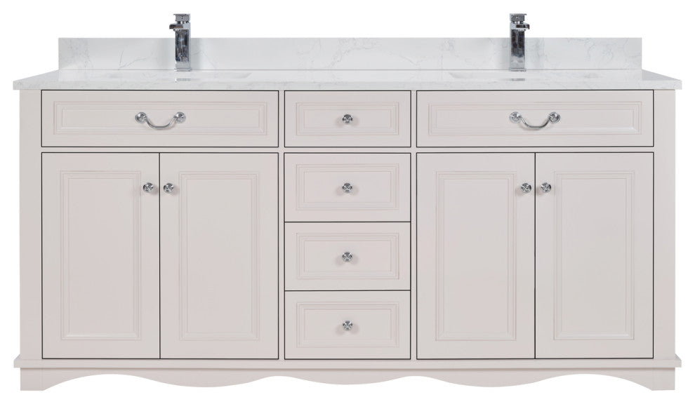Legion Furniture WS2512 Series Bathroom Sink Vanity, Dreamy White, 72", Artificial Stone Top, Double Sink
