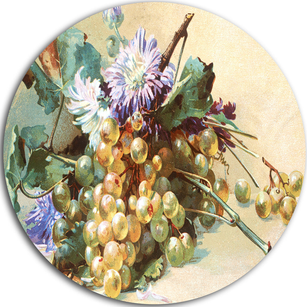 Digital Illustrated Flowers, Modern Floral Art Round Wall Art, 11"