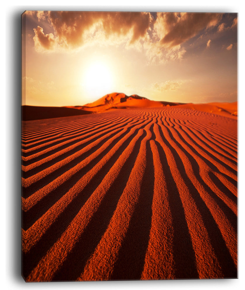 "Endless Brown Desert Dunes" Modern Landscape Wall Art Canvas, 12"x20"