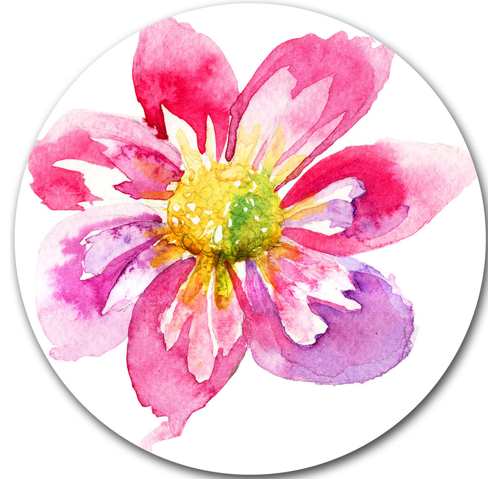 Full Bloom Pink Flower, Floral Disc Metal Artwork, 23"