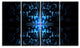 Blue Butterfly Pattern on Black, Abstract Art on Canvas, 48"x28", 4 Panels