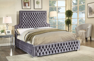 Sedona Velvet Upholstered Bed, Gray, King