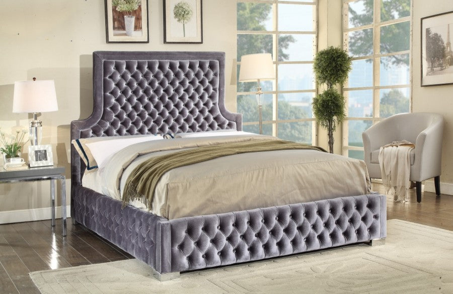 Sedona Velvet Upholstered Bed, Gray, King