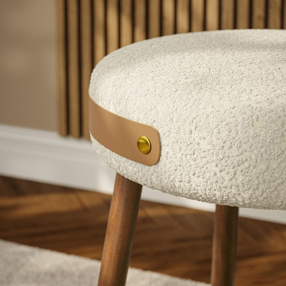 Modern Brazilian - Loop - Upholstered Stool - Noodles Natural Seat, Nozes
