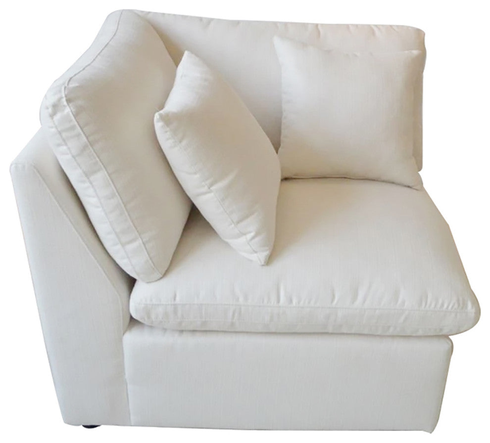 Linen-Like Fabric Cushion Back Corner, Off-White Finish