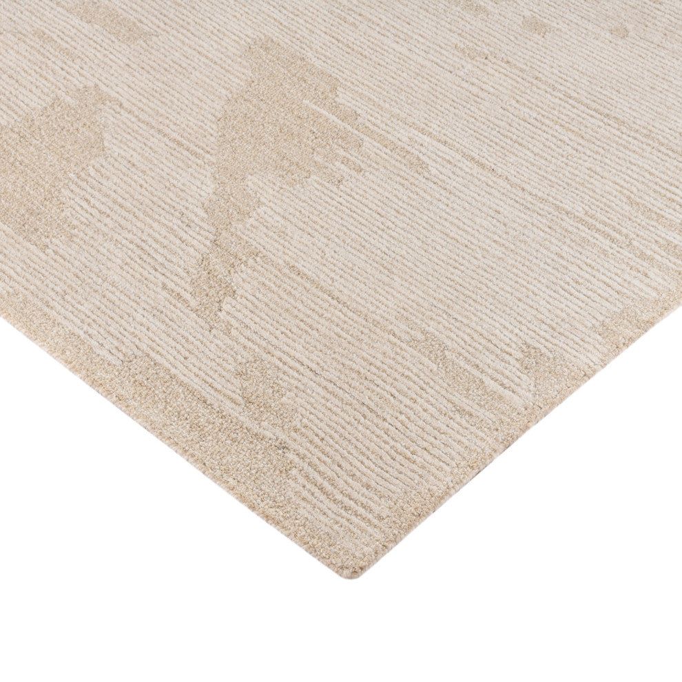 Mexico Abstract Ivory Sand Hand-Hooked Area Rug 5' x 7'6"