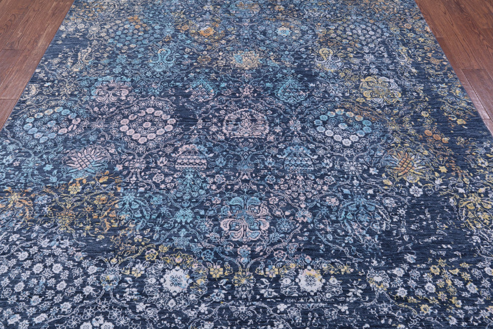 7' 9" X 10' 1" Modern Hand-Knotted Wool and Silk Rug Q11811
