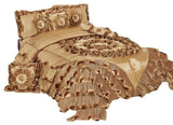 6-Piece Caramel Latte Ruffle Comforter Quilt Set, California King