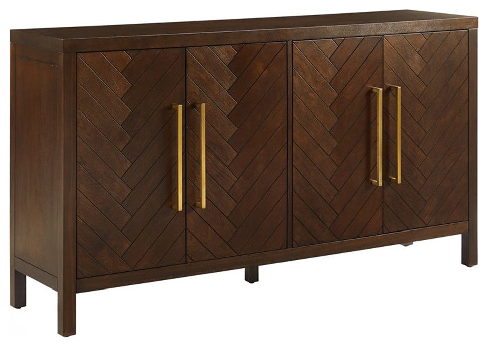 Crosley Furniture Darcy 4-Door Modern Wood Sideboard in Dark Brown