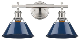 Golden Orwell 2 Light Bath Vanity, Pewter, Navy Blue Shade